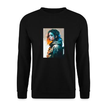 cybergirl not looking back - Unisex Sweatshirt - black - Front - Alina (178cm) & Michal (187cm)