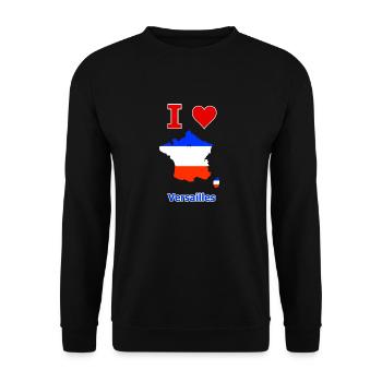 Frankreichkarte Flagge mit der Stadt Versailles - Unisex Pullover - Schwarz - Vorne - Alina (178cm) & Michal (187cm)