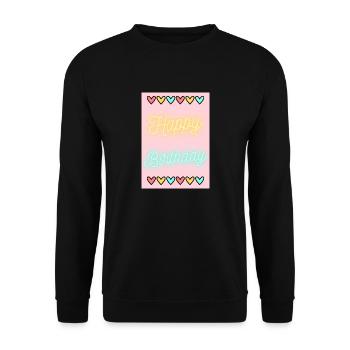 GEBURTSTAG, ALLES GUTE ZUM GEBURTSTAG, ALLES GUTE ZUM GEBURTSTAG - Unisex Pullover - Schwarz - Vorne - Alina (178cm) & Michal (187cm)