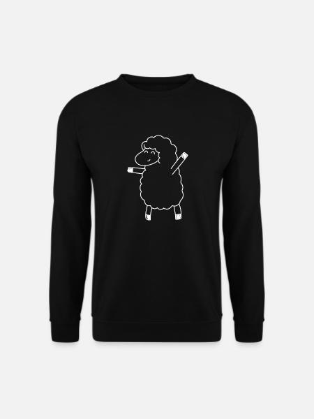 Schaf zeichnen Lamm Skizze Silhouette Lamm - Unisex Pullover - Schwarz