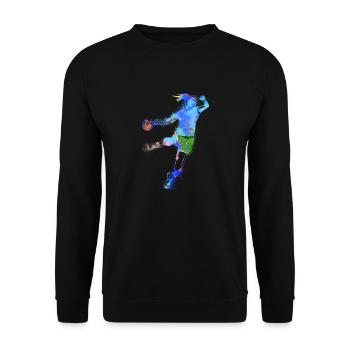 Handball, handballerin, Beachhandball,Graffiti - Unisex Pullover - Schwarz - Vorne - Alina (178cm) & Michal (187cm)
