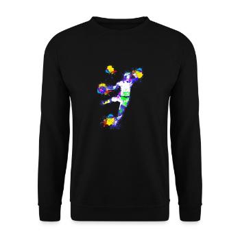 Handball, handballer, Beachhandball,Graffiti - Unisex Pullover - Schwarz - Vorne - Alina (178cm) & Michal (187cm)