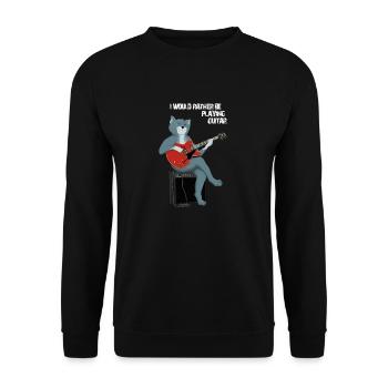 ICH WÜRDE LIEBER GITARRE SPIELEN - CAT - Unisex Pullover - Schwarz - Vorne - Alina (178cm) & Michal (187cm)
