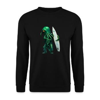 Green surfing octopus, free - Unisex Pullover - Schwarz - Vorne - Alina (178cm) & Michal (187cm)