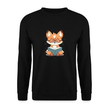 Lesender Fuchs - Unisex Pullover - Schwarz - Vorne - Alina (178cm) & Michal (187cm)