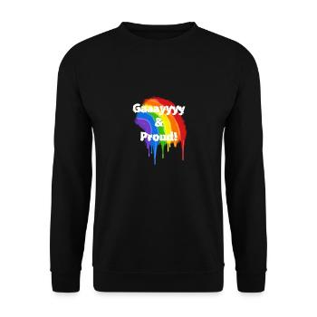 Fröhlich und stolz! LGBTQ-Stolz - Unisex Pullover - Schwarz - Vorne - Alina (178cm) & Michal (187cm)