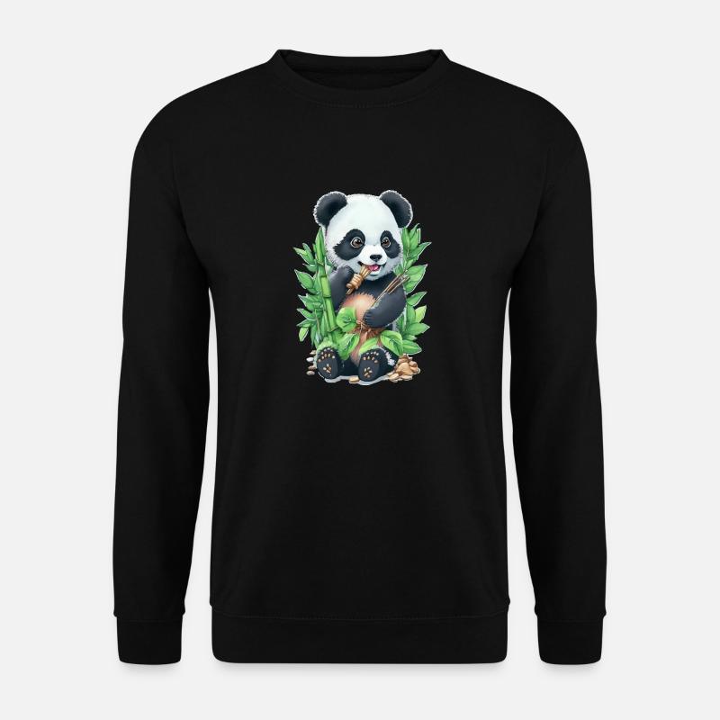 Panda bear eats bamboo - Unisex Sweatshirt - black
