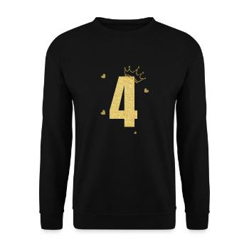 Goldene Krone zum 4-jährigen Jubiläum - Unisex Pullover - Schwarz - Vorne - Alina (178cm) & Michal (187cm)