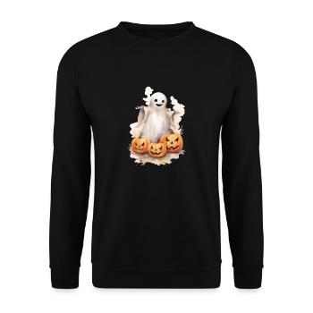 Watercolor ghost and pumpkins - Unisex Sweatshirt - black - Front - Alina (178cm) & Michal (187cm)