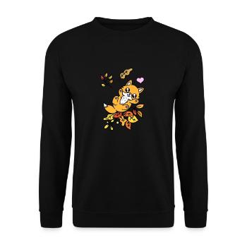 CUTE FOX - Unisex Sweatshirt - black - Front - Alina (178cm) & Michal (187cm)