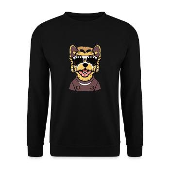 Happy Dog Sonnenbrille Lustiger Welpe Gangsta Paradies - Unisex Pullover - Schwarz - Vorne - Alina (178cm) & Michal (187cm)