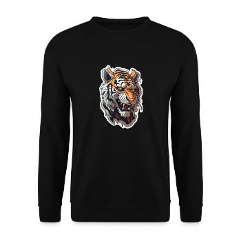 Tiger Manga im japanischen Stil - Unisex Pullover - Schwarz - Vorne - Alina (178cm) & Michal (187cm)