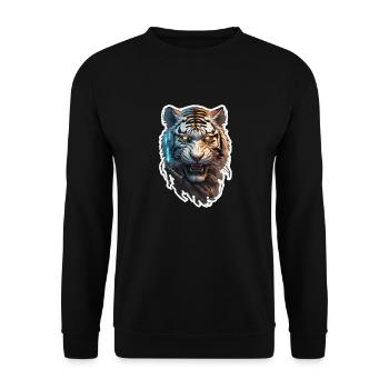 Tiger Tattoo Cyberpunk Robot - Unisex Sweatshirt - black - Front - Alina (178cm) & Michal (187cm)