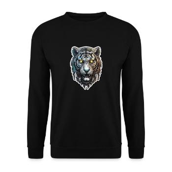 tiger cyberpunk tattoo japanese style - Unisex Sweatshirt - black - Front - Alina (178cm) & Michal (187cm)