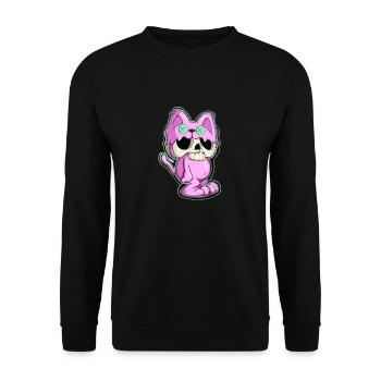 Katzenskull - Unisex Pullover - Schwarz - Vorne - Alina (178cm) & Michal (187cm)