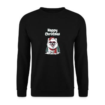 Motif de Noël de Poméranie blanche - Sweat-shirt Unisexe - noir - Devant - Alina (178cm) & Michal (187cm)