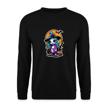 Halloween - Witch Pumpkin and Bat - Unisex Sweatshirt - black - Front - Alina (178cm) & Michal (187cm)