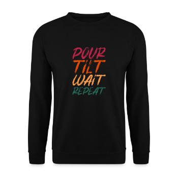 Pour Tilt Wait Repeat - Unisex Sweatshirt - black - Front - Alina (178cm) & Michal (187cm)