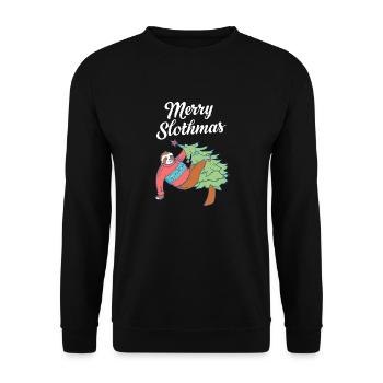 Merry Slothma's Christmas Sloth Santa Claus - Unisex Sweatshirt - black - Front - Alina (178cm) & Michal (187cm)