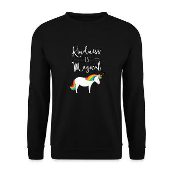 Kindness Is Magical Unicorn Saying - Unisex Sweatshirt - black - Front - Alina (178cm) & Michal (187cm)