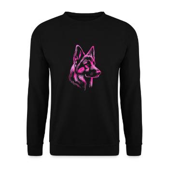 German Shepherd head pink - Unisex Sweatshirt - black - Front - Alina (178cm) & Michal (187cm)