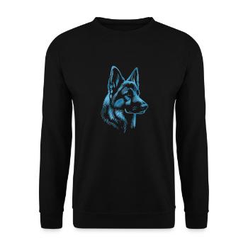 German Shepherd Head Blue - Unisex Sweatshirt - black - Front - Alina (178cm) & Michal (187cm)