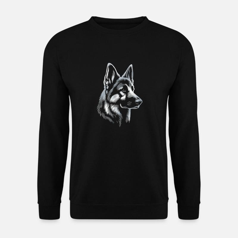 Deutscher Schäferhund Kopf silber - Unisex Pullover - Schwarz