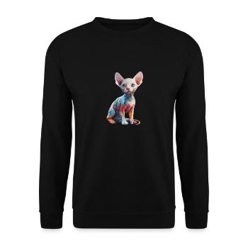 Sphynx Cat flowers - Unisex Sweatshirt - black - Front - Alina (178cm) & Michal (187cm)
