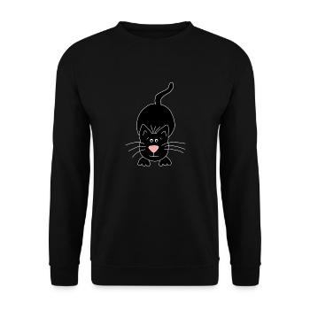 schwarze Katze - Unisex Pullover - Schwarz - Vorne - Alina (178cm) & Michal (187cm)