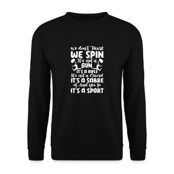 We Don't Twirl We Spin Baton Twirler Gymnastics - Unisex Pullover - Schwarz - Vorne - Alina (178cm) & Michal (187cm)