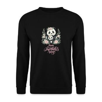 Happy Mother's Day Floral Wreath Mum Panda - Unisex Pullover - Schwarz - Vorne - Alina (178cm) & Michal (187cm)