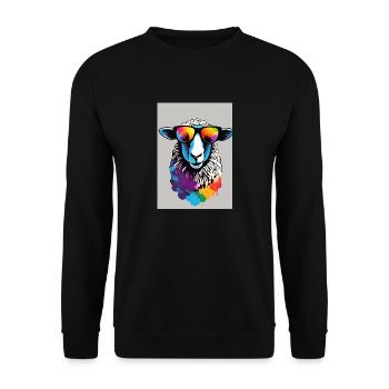 Schaf mit Sonnenbrille - Unisex Pullover - Schwarz - Vorne - Alina (178cm) & Michal (187cm)