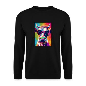 Vache à lunettes - Sweat-shirt Unisexe - noir - Devant - Alina (178cm) & Michal (187cm)