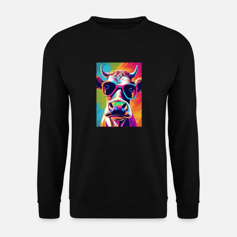 Kuh mit Brille - Unisex Pullover - Schwarz