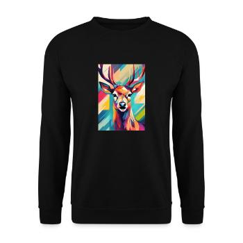 Colorful Deer Head - Unisex Sweatshirt - black - Front - Alina (178cm) & Michal (187cm)