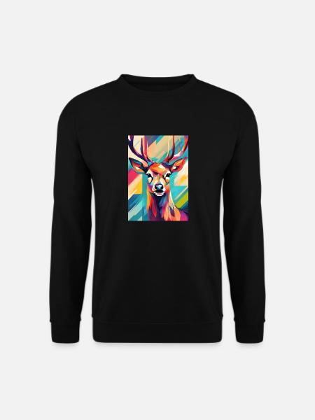 Bunter Hirschkopf - Unisex Pullover - Schwarz