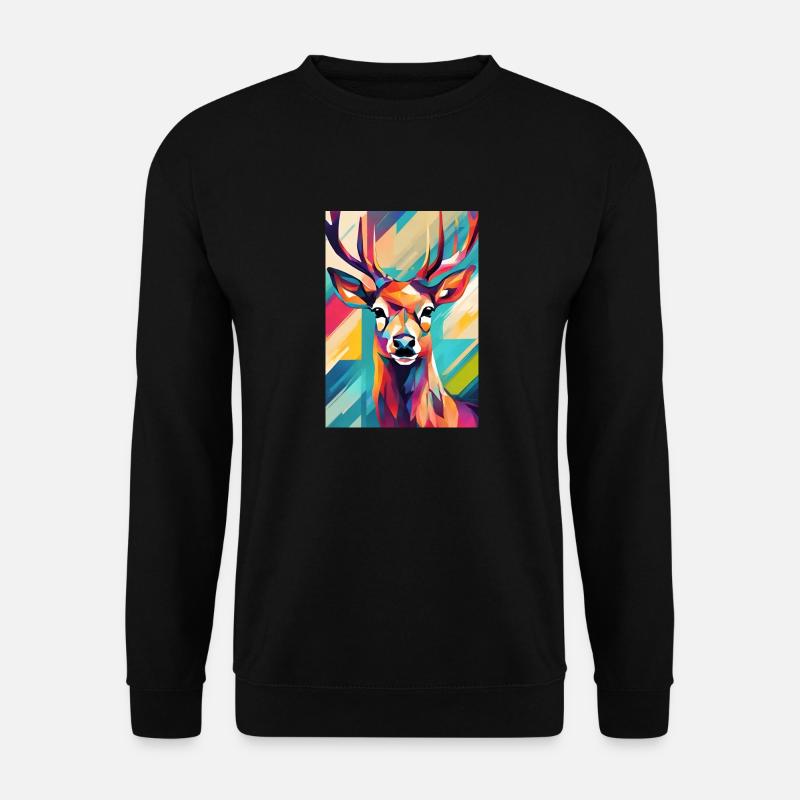 Bunter Hirschkopf - Unisex Pullover - Schwarz