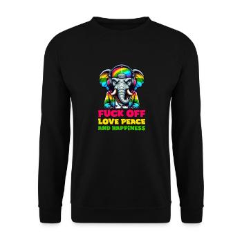 fuck off love peace and happiness - Unisex Pullover - Schwarz - Vorne - Alina (178cm) & Michal (187cm)