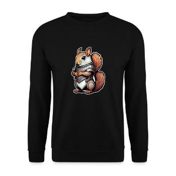 Illustration d’écureuil guerrier - Sweat-shirt Unisexe - noir - Devant - Alina (178cm) & Michal (187cm)
