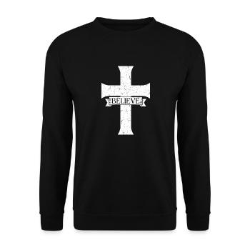 Croire Croix Jésus-Christ Foi Chrétien Amant - Sweat-shirt Unisexe - noir - Devant - Alina (178cm) & Michal (187cm)