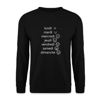 Montag, Dienstag...... - Unisex Pullover - Schwarz - Vorne - Alina (178cm) & Michal (187cm)