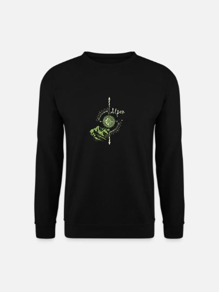 Alps,Mountains,illustration,Compass - Unisex Sweatshirt - black