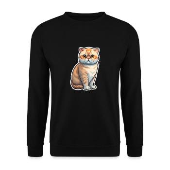 Scottish Fold Katze - Unisex Pullover - Schwarz - Vorne - Alina (178cm) & Michal (187cm)