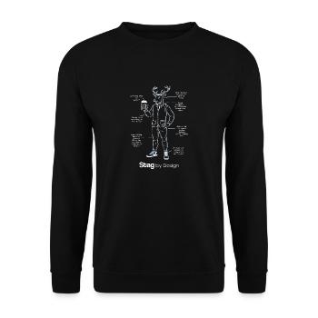 Stag Blueprint design - Unisex Sweatshirt - black - Front - Alina (178cm) & Michal (187cm)