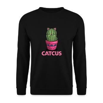 Catcus Katze und Kaktus mexikanischer Kaktus - Unisex Pullover - Schwarz - Vorne - Alina (178cm) & Michal (187cm)