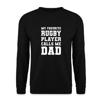 Mon joueur de rugby préféré m’appelle papa - Sweat-shirt Unisexe - noir - Devant - Alina (178cm) & Michal (187cm)