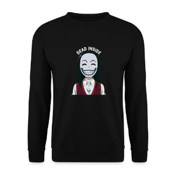 "Dead inside" Smiling anime girl - Unisex Pullover - Schwarz - Vorne - Alina (178cm) & Michal (187cm)