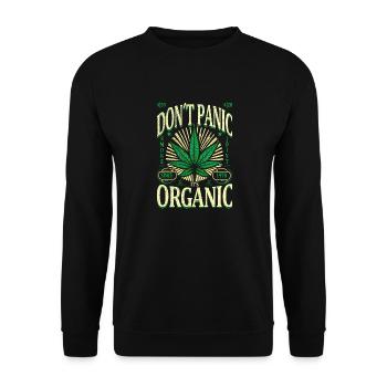 Don’t Panic, It’s Organic Retro Cannabis Leaf 1970 - Unisex Sweatshirt - black - Front - Alina (178cm) & Michal (187cm)