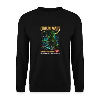 Cthulhu Awaits: Cosmic Horror Universe Illustratio - Unisex Sweatshirt - black - Front - Alina (178cm) & Michal (187cm)
