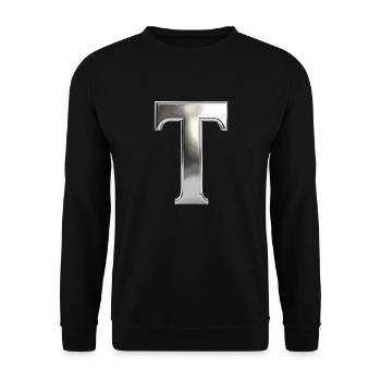 Chrome ,, T " Metallic - Unisex Sweatshirt - black - Front - Alina (178cm) & Michal (187cm)